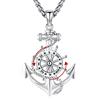 Eusense Collana con Ancora in Argento 925 Ciondolo con Bussola Ciondolo con Ancora Catena Gioielli Regalo per Uomini Donne
