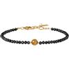COAI Bracciale Fino da Donna con Perline Sfaccettate di Tormalina Nera e Occhio di Tigre, Bracciale di Tormalina Nera da Donna