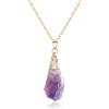 COAI Collana da Donna con Ciondolo di Ametista Grezza, Collana Ametista Grazza da Donna con Catena in Acciaio Inox Placcato
