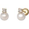 Turmalina by martina, Orecchini Tu ed Io in Argento Sterling 925 Placcati Oro con Pietra e Perla, 5 x 8 mm