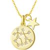 FANCIME Gemelli Segno Zodiacale 12 Costellazione Ciondolo Collana in Argento Sterling 925 Placcato Oro Gioielli per Donna Ragazze Bambini - Catena Lunghezza: 40 + 5 cm