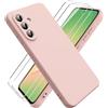 Ikziwreo Cover per Samsung Galaxy A56 5G, 2 Proteggi Schermo in Vetro Temperato,Custodia in Silicone Morbido TPU Liquido,Case Protettiva Gomma Antiurto - Rosa