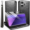 MQERYBV Custodia Cover per Xiaomi Redmi Note 13 Pro+5G,con Protettiva in Vetro Temperato TPU Antiurto PU Pelle Premium Portafoglio Supporto Stand Carta Fessura Magnetica Custodie di Pelle Flip Case Nero