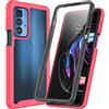 XINNI Cover per Motorola Edge 20 PRO 5G, Protezione Schermo Integrata 360 Gradi Antiurto Custodia, Rugged Doppia Faccia Bumper Trasparente Full Guscio Fronte Retro Case, Rosa