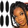 Plipdhy 4 Pezzis Afro Kinky Curly Braiding Bulk Hair,Pre-separate,Pre-gonfiate,Extension capelli,Synthetic Hair Cuban Twist Hair