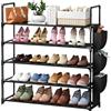 Dokeno Scarpiera 5 Ripiani, Scaffale Portascarpe Rimovibile con Tasche Laterali per 20-25 Paia di Scarpe, Scarpiera Salvaspazio Porta Scarpe Organizer in Metallo per Ingresso, Armadio e Garage, Nero