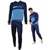 Navigare Pigiama Uomo Cotone Lungo - Mercerizzato - Pigiama Uomo Leggero Estivo Manica Lunga - Anche Taglie Forti (141804 Navy, M)