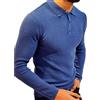 PODOLIXIA Polo da uomo a maniche lunghe, in cotone, con colletto polo, a maglia, da golf, elegante, a maniche lunghe, per ufficio, lavoro, lavoro, a maniche lunghe, Blu 01., M