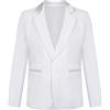 MSemis Giacca Elegante per Bambini e Ragazzi Giacca da Battesimo Festa di Nozze Nuziale Slim Fit Blazer Capotto Gentiluomo Maniche Lunghe Smoking Tuxedo Cerimonia, 4-14 Anni Bianco B 11-12 Anni