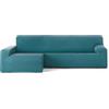 ECOMMERC3 | Copridivano Chaiselongue Braccio Lungo Sinistra Bielastico Traspirante - Copridivano Chaiselongue Colore Verde Eseralda Regolazione Gomme e Schiume di Tenuta