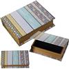DRW Set di 3 scatole di libri in legno MDF e tela poliestere con disegni a righe 30 x 24 x 8 cm, 24 x 18 x 6 cm e 18 x 12 x 4 cm