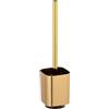 WENKO Set WC Auron Oro, pregiato portascopino in pregiata plastica con superficie cangiante color oro, scopino WC igienico, 9 x 38,5 x 9 cm