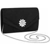 Miss Lulu Pochette Clutch Donna, Pochette Eleganti da Cerimonia, Borse con Diamanti in Pelle Scamosciata, Borsa da Sera Elegante con Catenella per Matrimoni, Feste e Serate