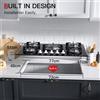 IsEasy Piano Cottura 5 Fuochi Gas Cucina a Gas 77 cm Piano Cottura Incasso Vetro Nero
