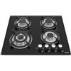 IsEasy 60 cm Piano cottura a gas 4 Fiamme Vetroceramica Stufa da Incasso Gas Vetro Nero