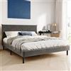 Home Collective Letto imbottito matrimoniale 160x200 cm, 140x200 cm, in velluto beige con materasso | con rete a doghe in metallo e contenitore con rete idraulica