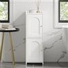 Hzuaneri Mobile a Colonna, Armadietto per il Bagno da Pavimento con 2 Ante e Ripiano Regolabile, Armadietto Stretto per la Carta Igienica, Organizzatore per il Bagno per Piccoli Spazi, Bianco BC19913X