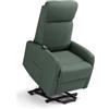 REDÒKASA Poltrona relax elettrica Seattle Plus per anziani, 1 o 2 motori, 2 ruote, Kit Optional Batteria, dimensioni contenute, tessuto antimacchia idrorepellente (2 Motori + Batteria, Verde)