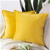 Madizz 2 Pezzi Federe in Velluto Copricuscini Morbido Decorativo Fodere per Cuscino Lusso Stile per Divano Camera da Letto Limone giallo Quadrate 60x60 cm