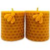 LAMARE Candela al miele d'api naturale 100% pura cera d'api (confezione da 2, 8 cm di lunghezza - 6 cm di diametro) - SENZA PARAFFINA - 100% fatta a mano e naturale