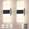 Sytmhoe 2 Pezzi Lampade Da Parete Dimmerabile 12W Con App e Telecomando, 2700K-6500K Luci Parete Interno Di Design Corridoio Scale, Appliques Camera Da Letto Soggiorno Nere Moderno Led