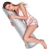 Lnngub Federa per cuscino cervicale, 120 x 20 cm, extra lunga, per cuscino cervicale, colore grigio, con chiusura lampo, in seta sintetica, per cuscini in memory foam e rulli per il collo (1 pezzo)