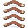 LEREATI 4 Pezzi Maniglie per Mobili in Ecopelle, 160mm Maniglie Armadio, Pomelli per Mobili Vintage, Pomello Porta per Cassetti, Armadio Cameretta, Cucina, Borsa Decorazione (Caffè Chiaro)