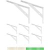 QWORK® 8 pezzi staffe per mensole, staffe per mensole triangolari, staffa da parete per mensola con accessori a vite, 150 * 95 * 16mm, bianco