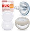 NUK Ciuccio MommyFeel | per una relazione intatta di allattamento | silicone senza BPA | 0-9 mesi | 2 pezzi | blu e grigio