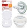 NUK Ciuccio MommyFeel | per una relazione intatta di allattamento | silicone senza BPA | 0-9 mesi | 2 pezzi | verde e bianco