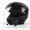VVPEC Casco Moto Jet Bluetooth Integrato Auricolare E Microfono Integrati con Visiera Retrattile Certificazione ECE Casco Jet Jet Per Adulti Uomini Donne - Mezze Caschi Moto Stile Vintage(4,XL=61~62cm)