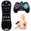 KRISFD Telecomando Giocattolo per Neonati 2 Pezzi Silicone Telecomando Bambini Giocattolo Dentizione Sollievo Dentiera Giocattoli Telecomando Giochi Dentizione Neonato Senza BPA (Nero+Nero)