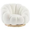 Poltrona girevole FLOREL in tessuto effetto bouclé bianco