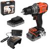 Black & Decker Trapano Avvitatore a Batteria 18V con Mandrino Autoserrante, 2 Batterie e Valigetta - BCD382D2XK-QW