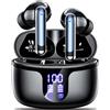 Monyhigh Cuffie Bluetooth, Auricolari Bluetooth HiFi Stereo 5.4 con 4 HD Mic 42H Autonomia Mini Cuffiette Wireless Sport ENC Cancellazione Rumore IP7 Impermeabili LED Display Touch Control,for iOS Android,Nero