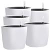 KINJOEK Confezione da 5 vasi autoirriganti da 17,8 cm con indicatore del livello dell'acqua, vaso da fiori bianco decorativo da giardino, fiori, violette africane, piante grasse, bianco