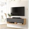 LBSIGN Mobile Tv Sospeso 100x32x30 Effetto Legno Rovere E Antracite Evolution