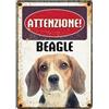 LEO PET Targhetta Decorativa Razza Beagle in Metallo - 15x21 cm