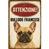 LEO PET Targhetta Decorativa Razza Bulldog Francese in Metallo - 15x21 cm