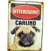 LEO PET Targhetta Decorativa Razza Carlino in Metallo - 15x21 cm