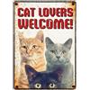 LEO PET Targhetta Decorativa Cat Lovers Welcome - Benvenuti Amanti dei Gatti