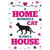 LEO PET Targhetta Decorativa in Metallo Home Without Cat - 15x21 cm