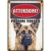 LEO PET Targhetta Decorativa Razza Pastore Tedesco in Metallo - 15x21 cm