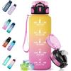 Motswedi Borraccia 1.5L, a Prova di Perdite, Borraccia con Cannuccia, Reutilizables, Senza BPA, Borracce Motivazionale per Scuola, Palestra, Running, Ciclismo, Giallo Rosa
