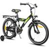 HILAND Bicicletta per Bambini 18 Pollici per Ragazzo e Ragazza 4 5 6 7 8 Anni, Bici con Sedile Posteriore/Portapacchi, Freno a Mano e Contropedale, Nero