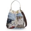 Stefano Ghilardi Borsa secchiello in jean con tessuti e ricami con perline