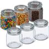 Relaxdays Set da 6 Barattoli per Alimenti, Coperchio in Vetro, Recipienti Ottagonali 1,3 l, Conserve Cucina, Trasparente, 14.5 x 13.5 x 13.5 cm