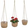 Relaxdays Vasi Sospesi per Piante, Set da 3 Portavasi da Appendere con Rivestimento in Plastica, Tre Misure, Naturale, 85 x 23,5 cm
