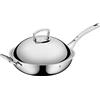 WMF 0753516040 Wok Multiply con Coperchio in Metallo, 32 cm, Acciaio Inox, Argento, 36 x 60 x 21 cm