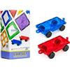 Playmags Set Auto 2 Pezzi: più Forte Piastrelle Magnetica e Blocchi - Super Resistente con Piastrelle dai Colori Vivaci e Trasparenti - STEM Giocattoli per i Bambini.